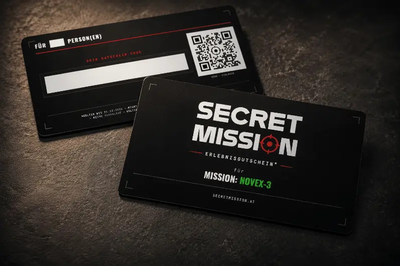 Secret Mission Erlebnisgutschein — Premium Design